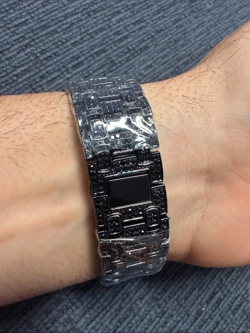 Men's Black Crystal Accent Watch - Sleek Dress Style